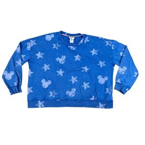 Disney Mickey Mouse & Stars Blue Pullover Crewneck Sweatshirt Size XL